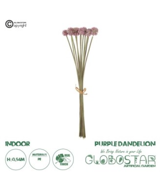 GloboStar® Artificial Garden PURPLE DANDELION BOUQET 21360 Τεχνητό Διακοσμητικό Ταραξάκο Μπουκέτο Y54cm